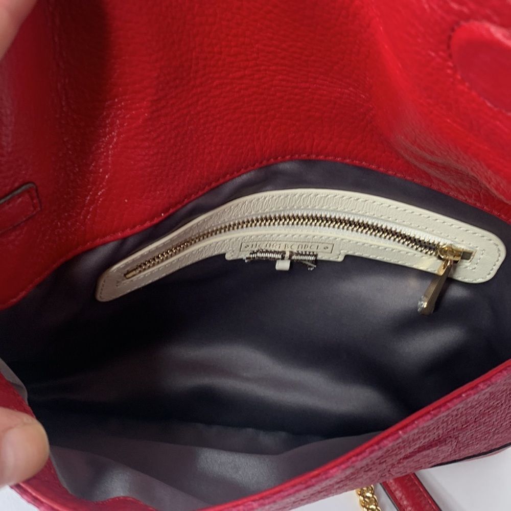 Henri Bendel red woven leather clutch envelope chain bag - Picture 8 of 11